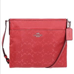 COACH  SIGNATURE FILE CROSSBODY SHOULDER TRUE RED
